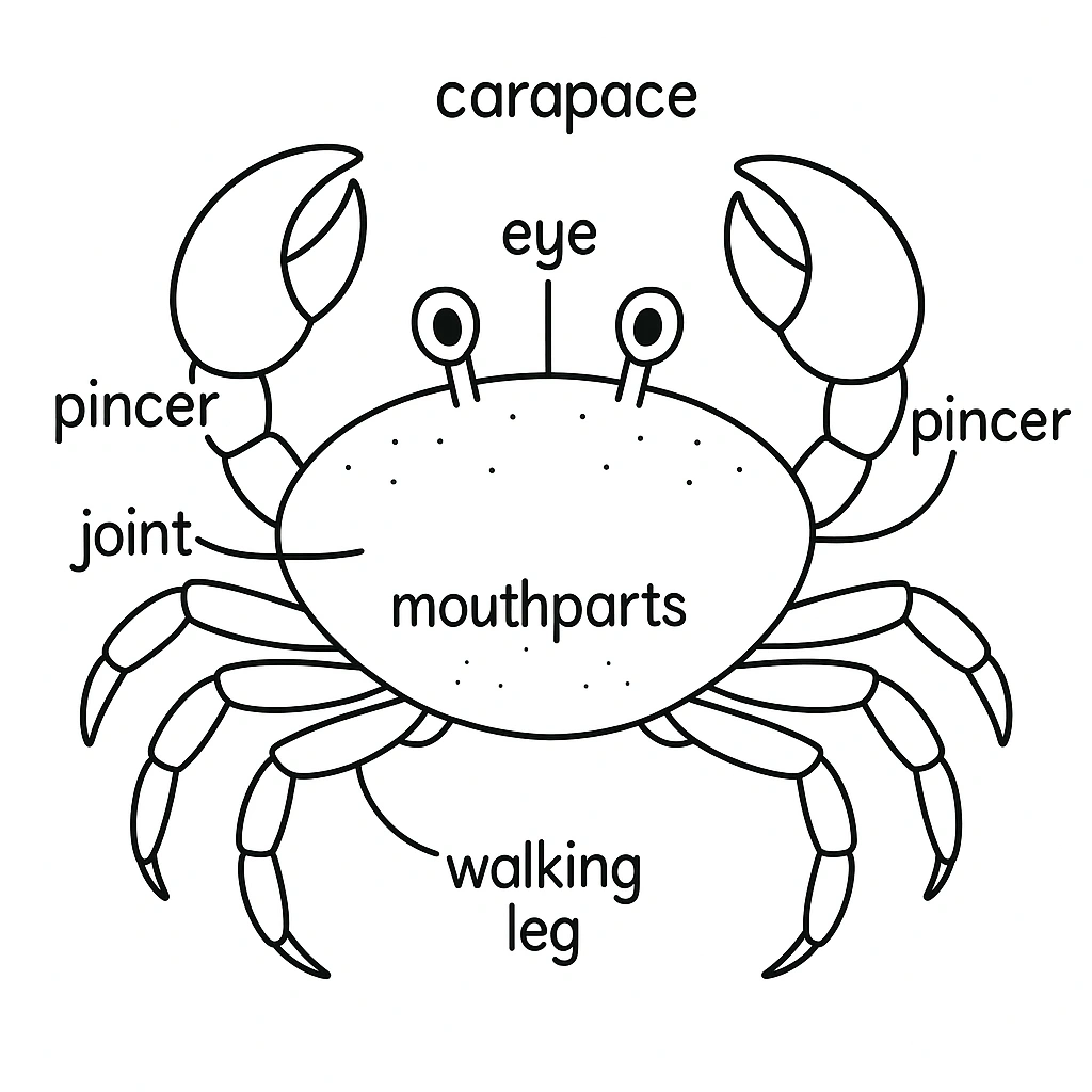 Crab anatomy illustration
