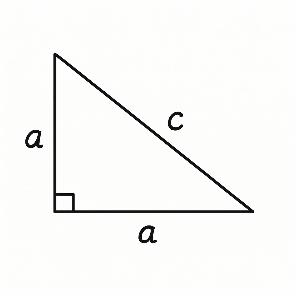 Right-angled triangle with Pythagoras theorem formula