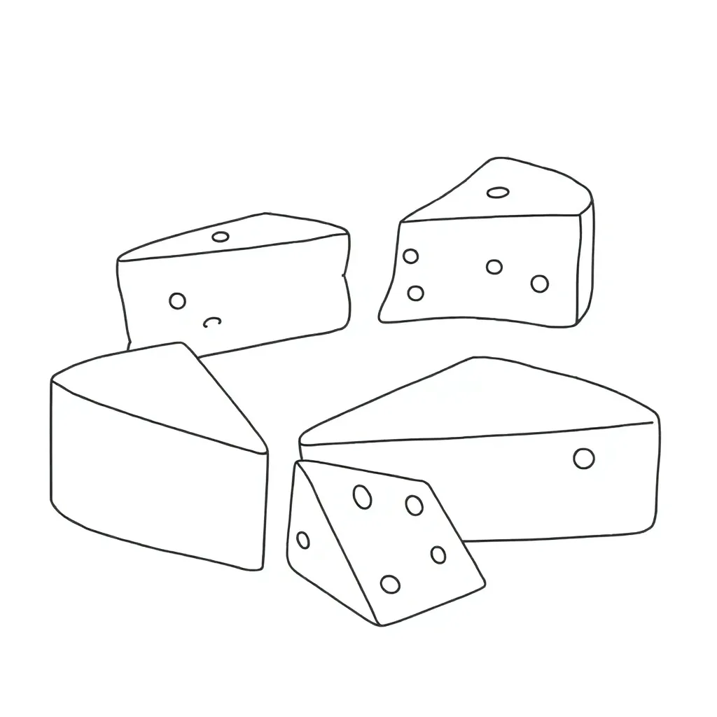 Various types of cheese illustration