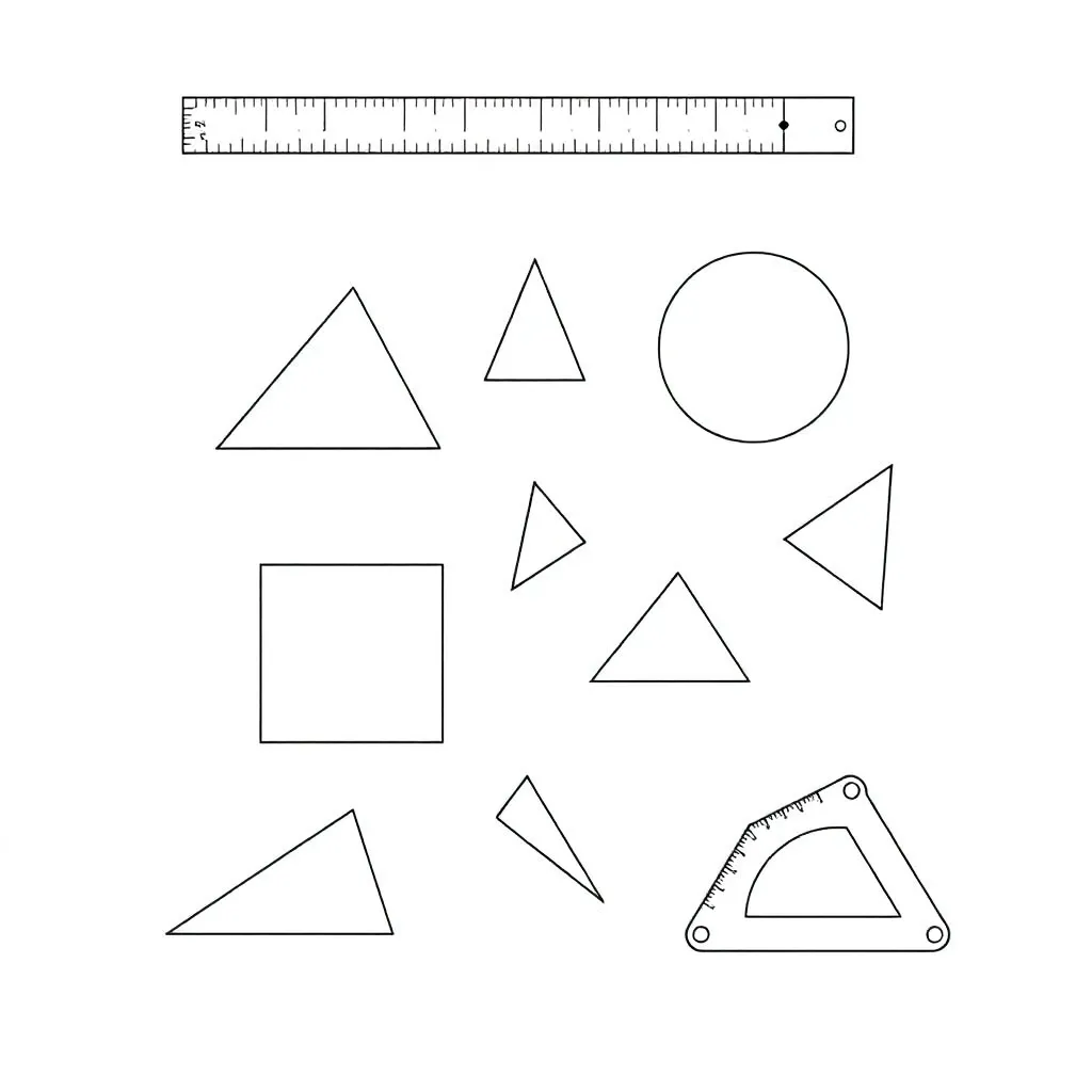 Geometric shapes including triangles, squares, and circles