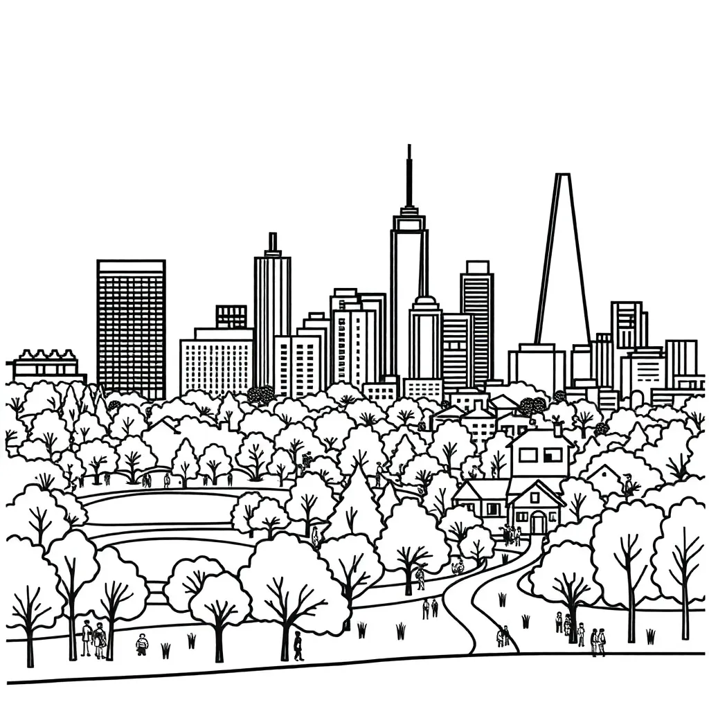 Sustainable city with green buildings and renewable energy