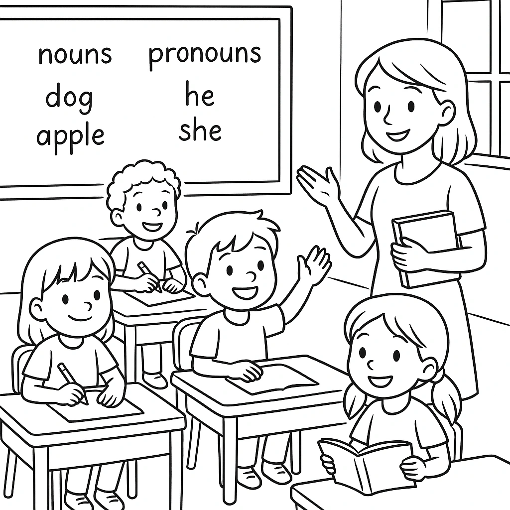Grammar worksheet illustration