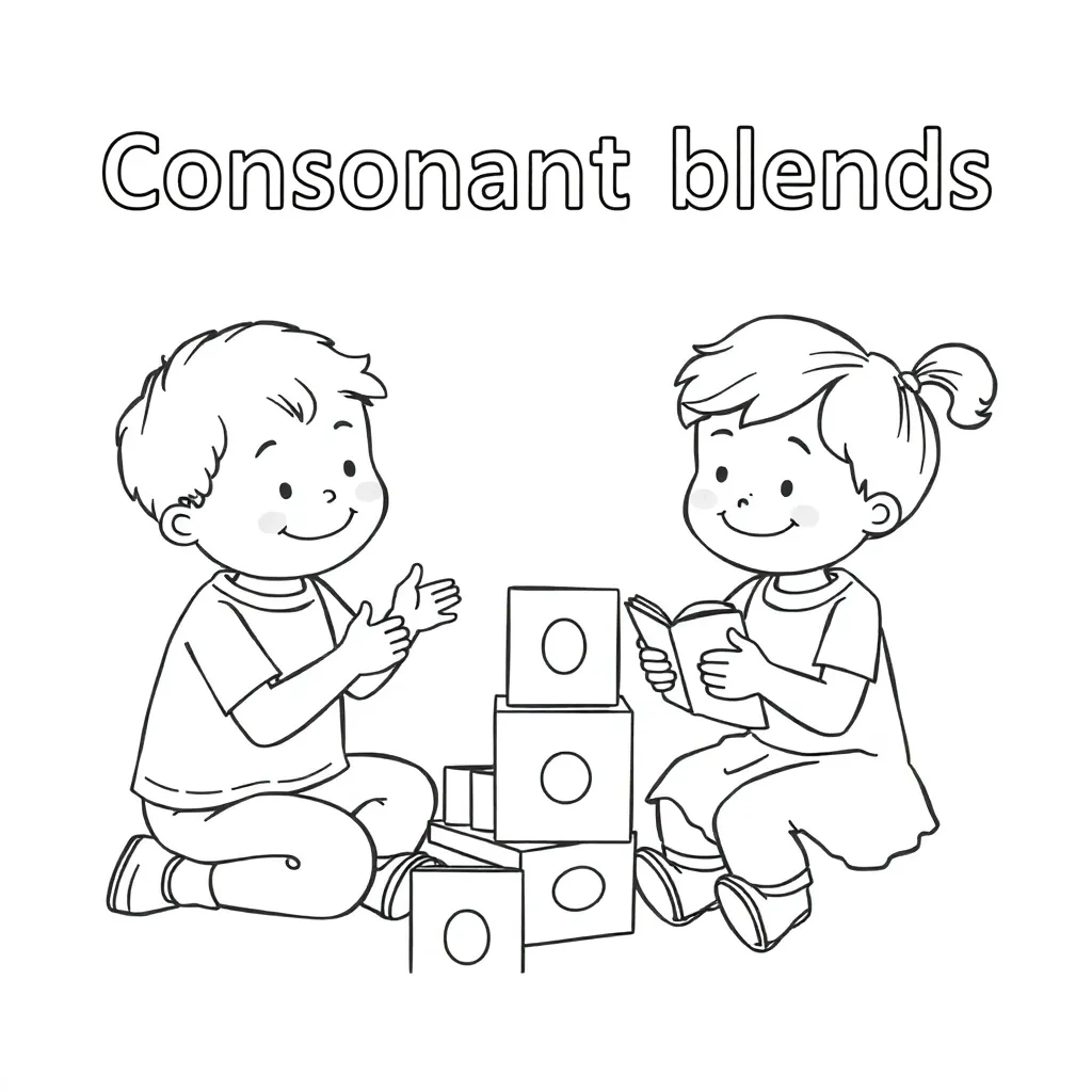 Colourful consonant blends with letters bl, cl, st, tr, fl
