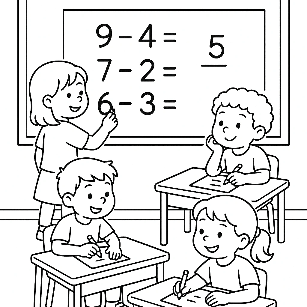 Student working on subtraction problems