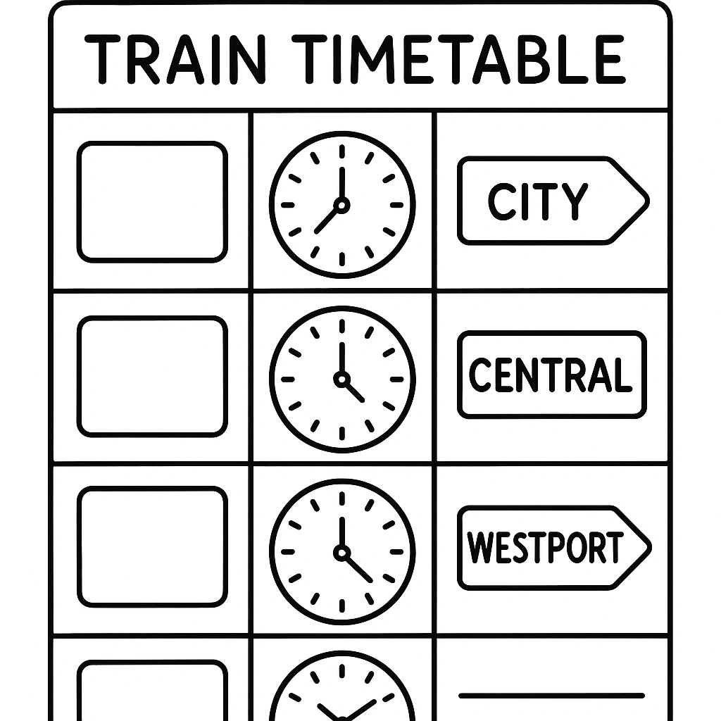 Clock and timetable illustration