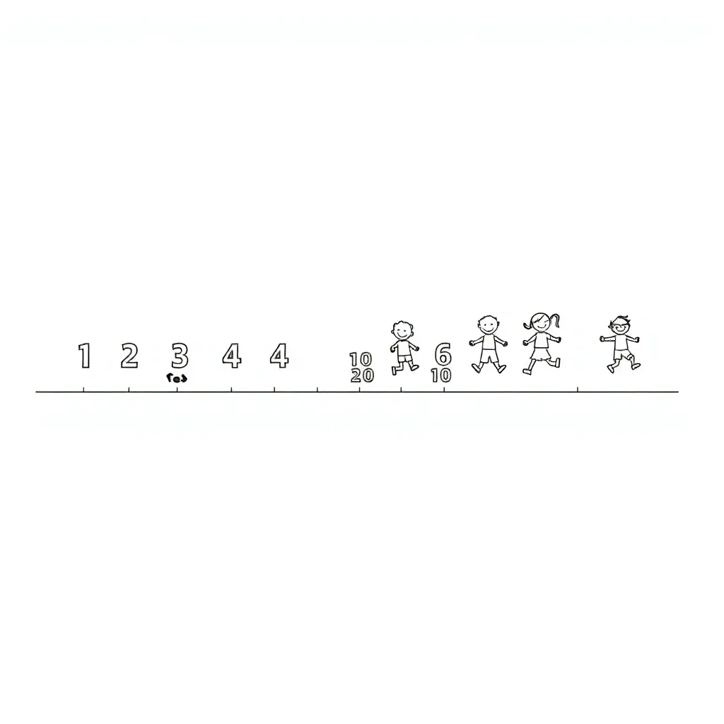 Number line with jumping frog