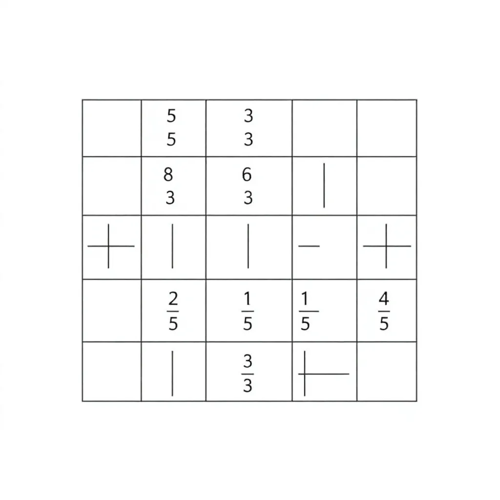 Ten grid with fractions illustration