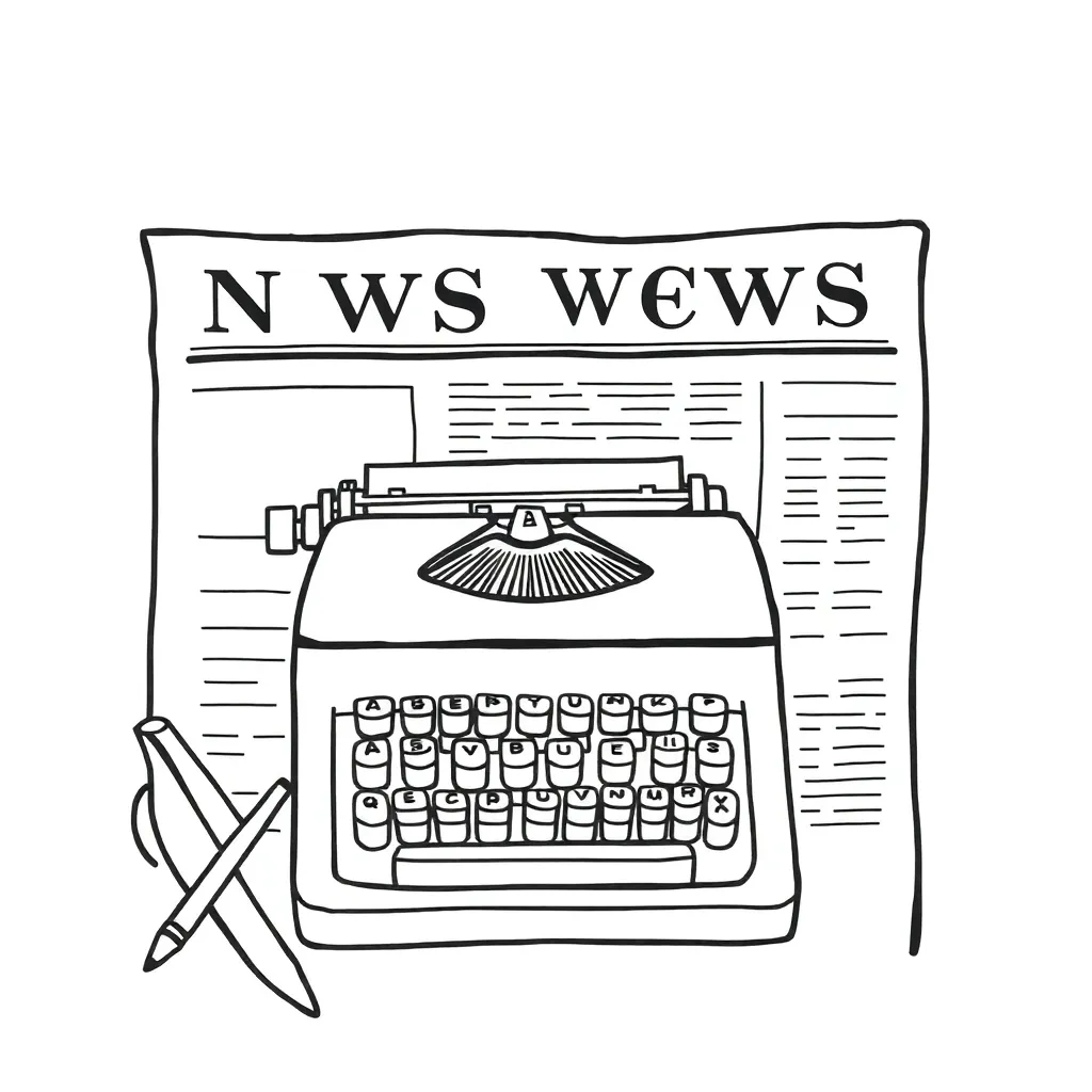Newspaper and magnifying glass illustration