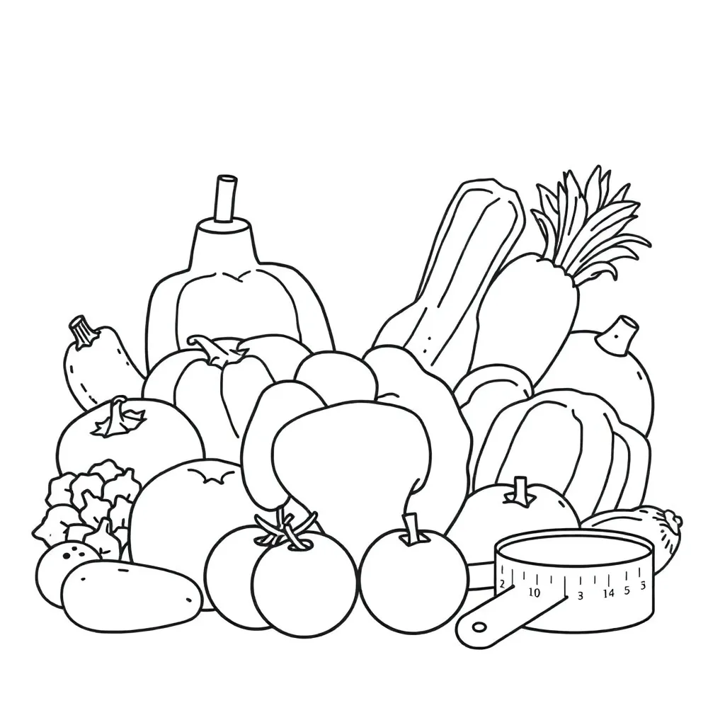 Healthy foods and nutrition illustration