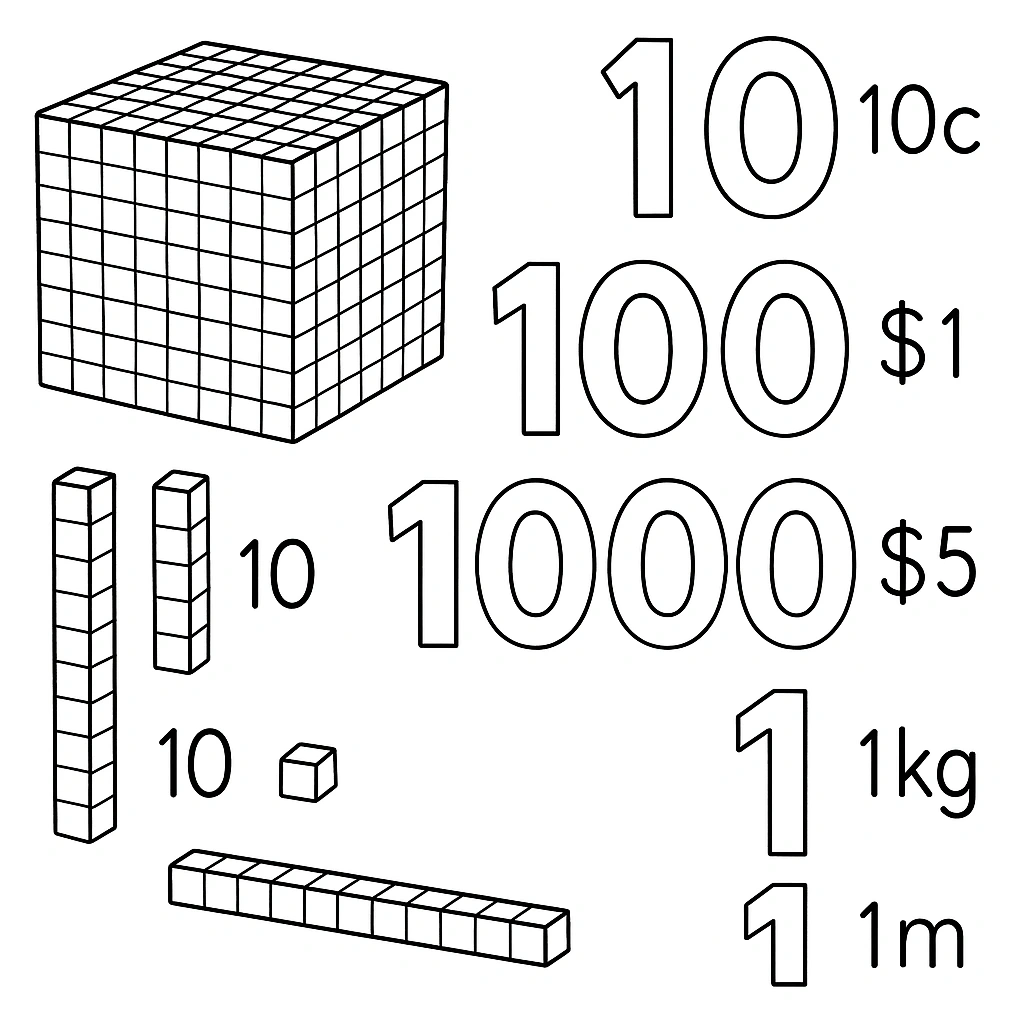 Base ten blocks illustration