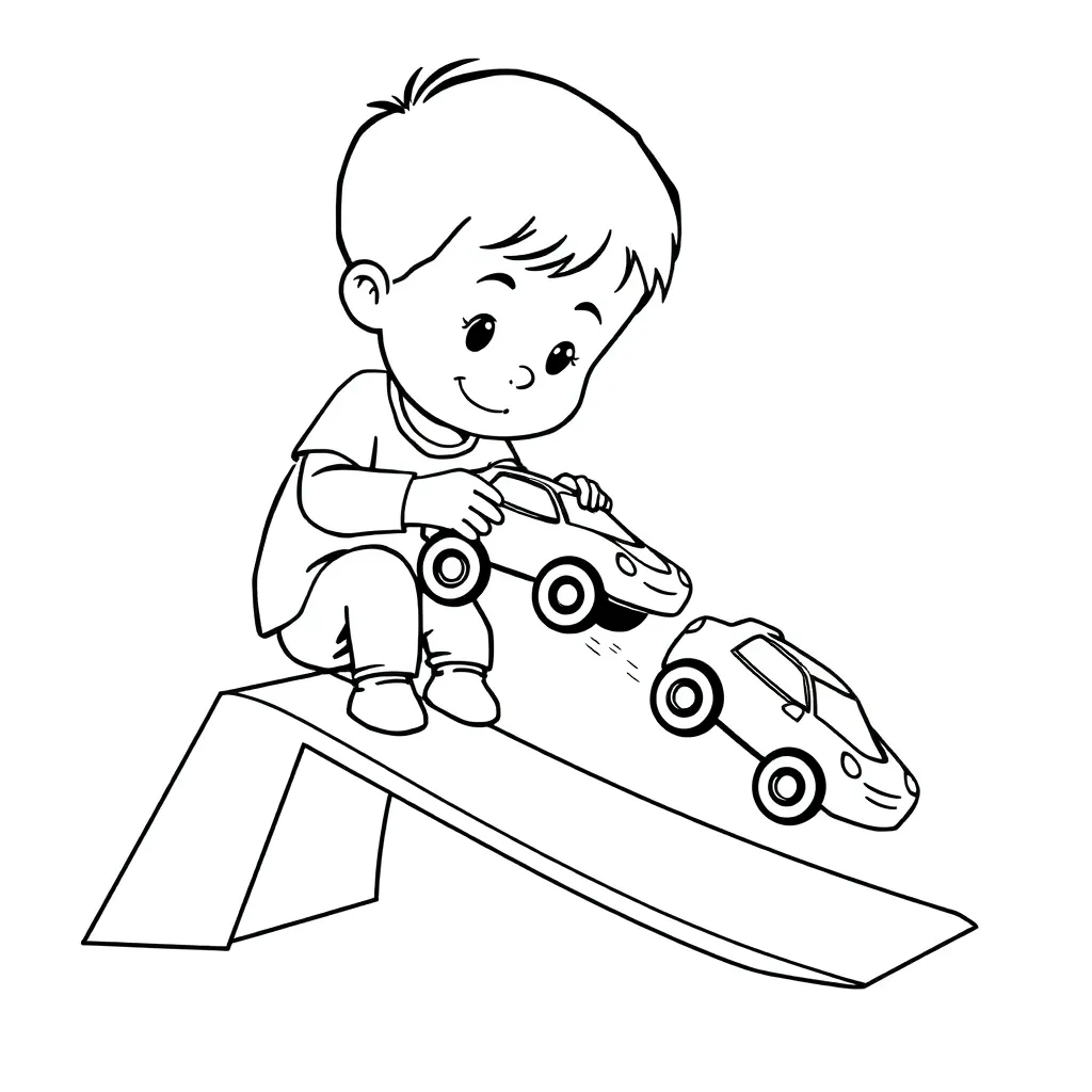 Forces and motion illustration showing objects in motion