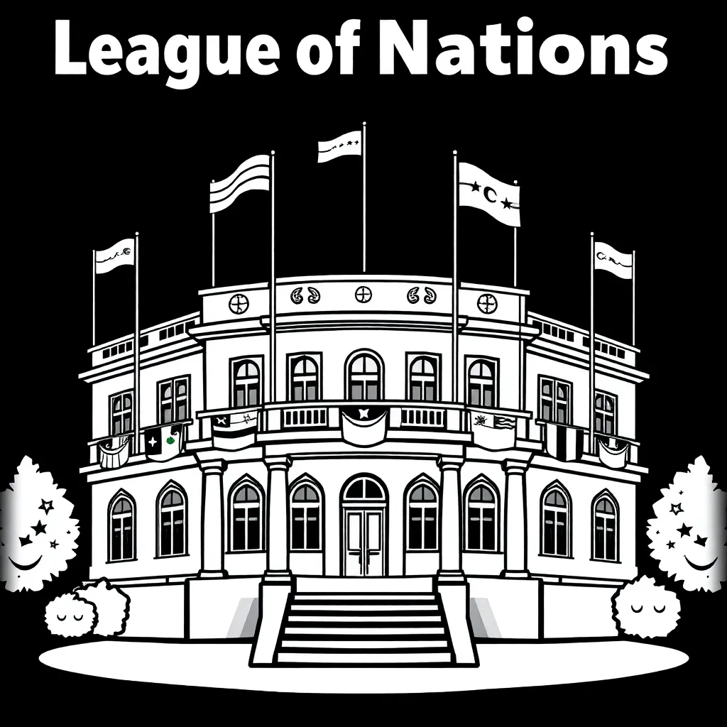 League of Nations emblem and world map
