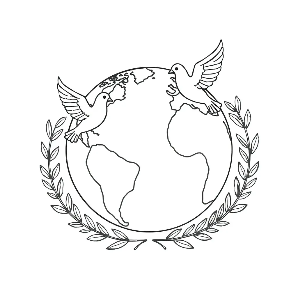 League of Nations emblem and world map
