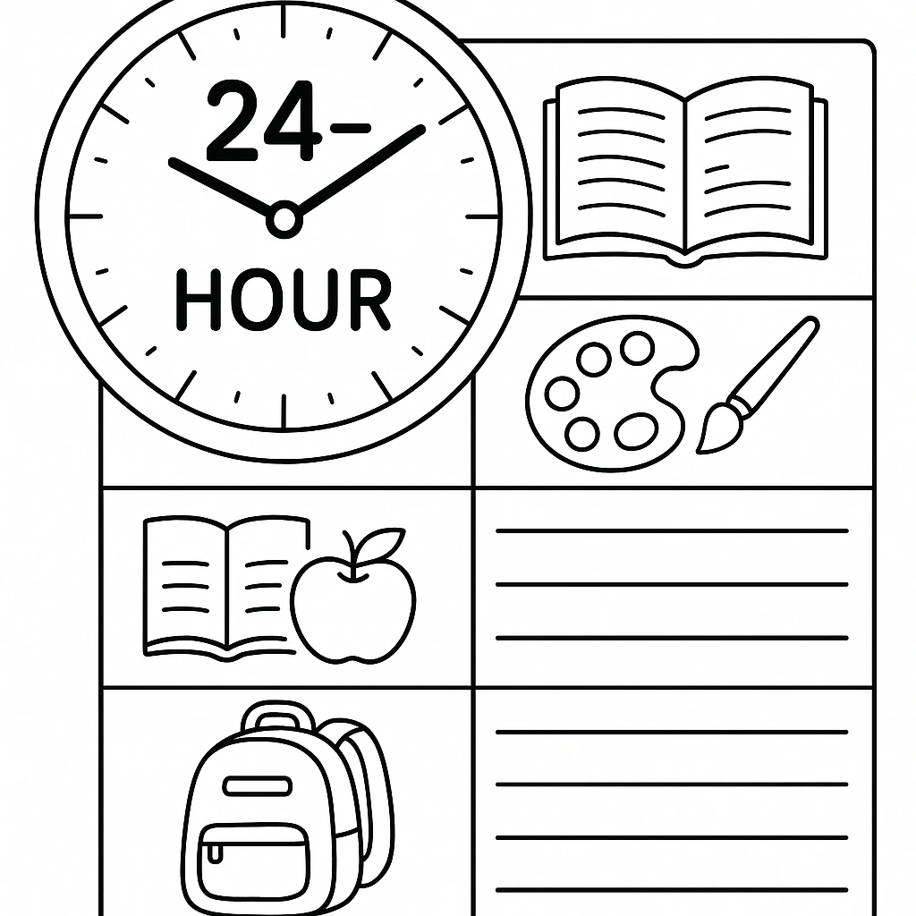 Clock and timetable illustration