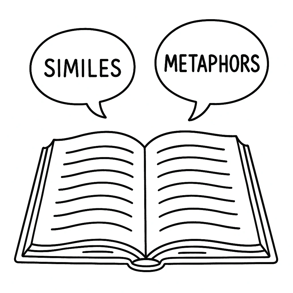 Figurative language illustration with metaphors and similes