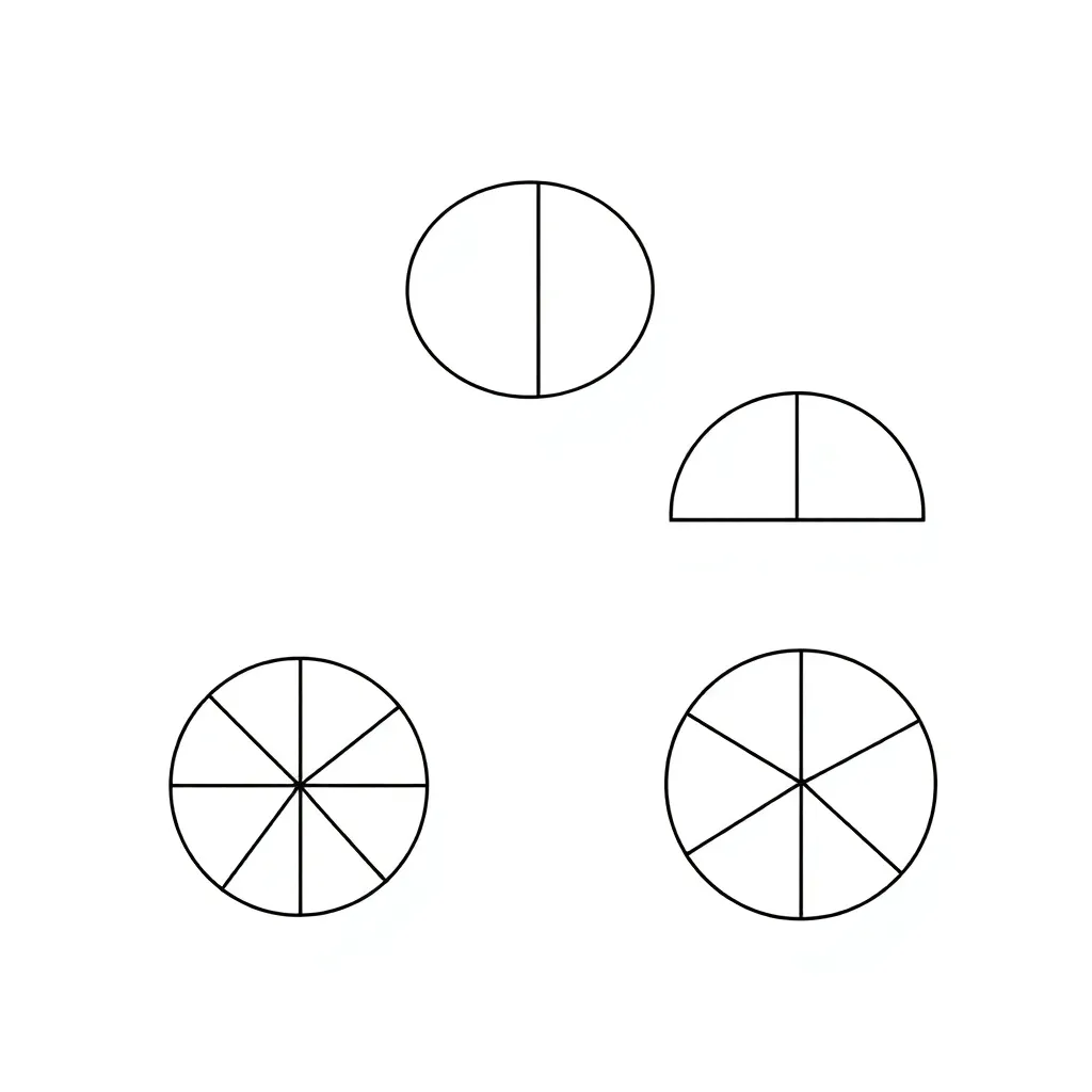 Mathematical symbols and fractions illustration