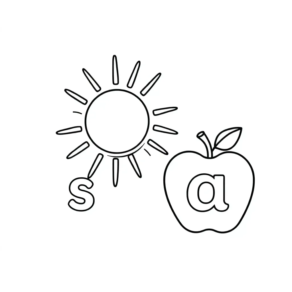 Letters S and A with fun characters
