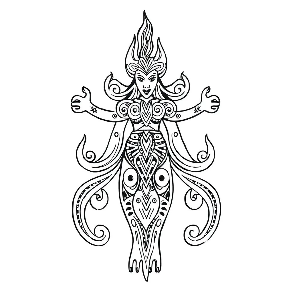 Mahuika goddess of fire with flames