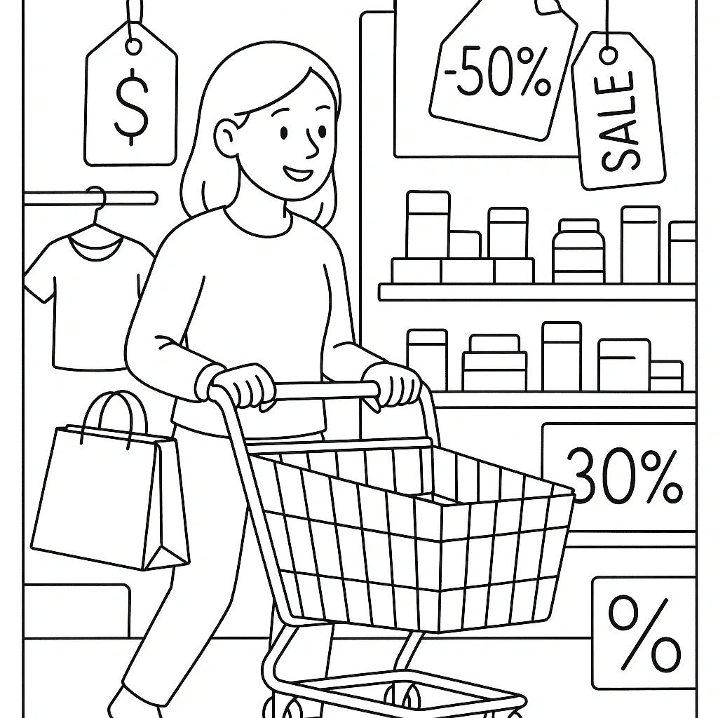 Shopping cart with discount tags