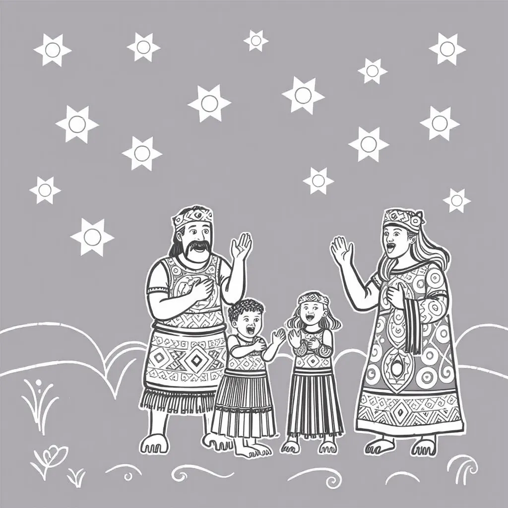 Matariki stars and karakia illustration