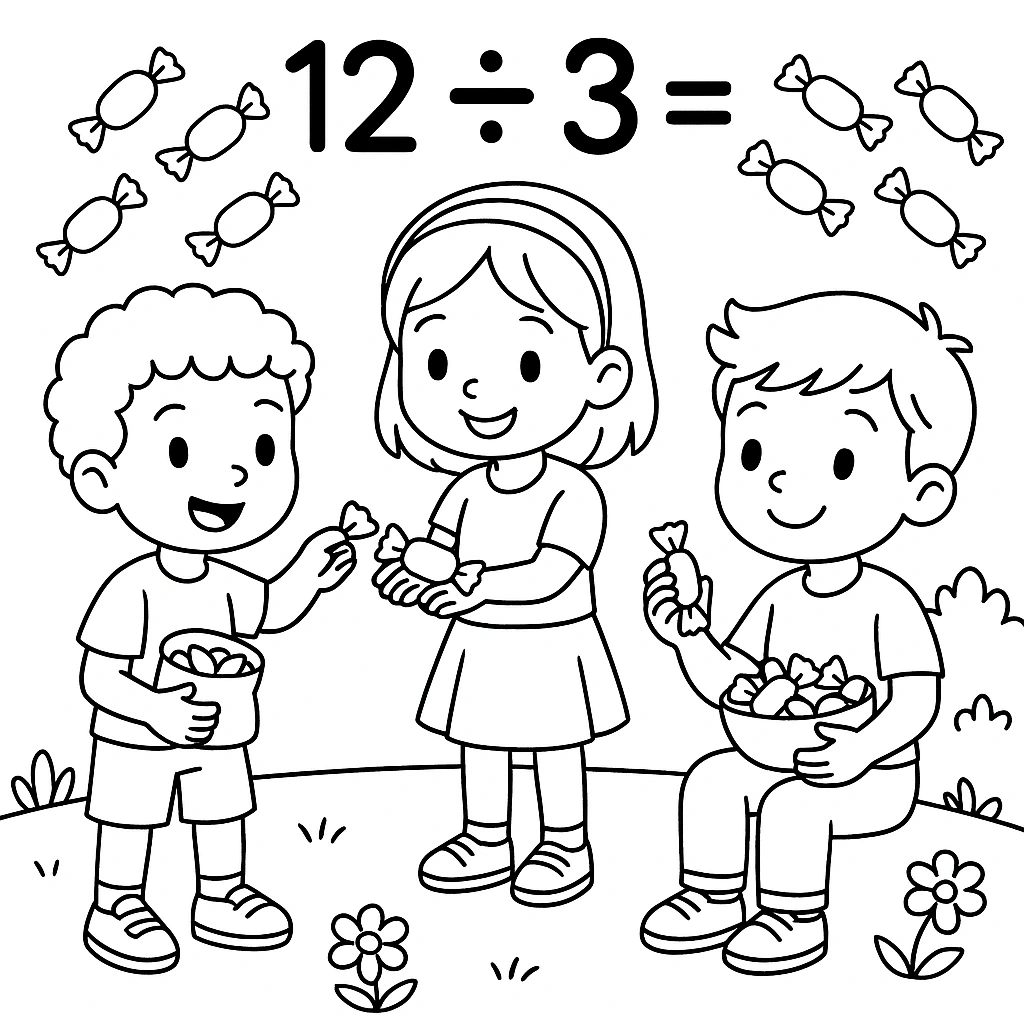 Division symbols and numbers illustration