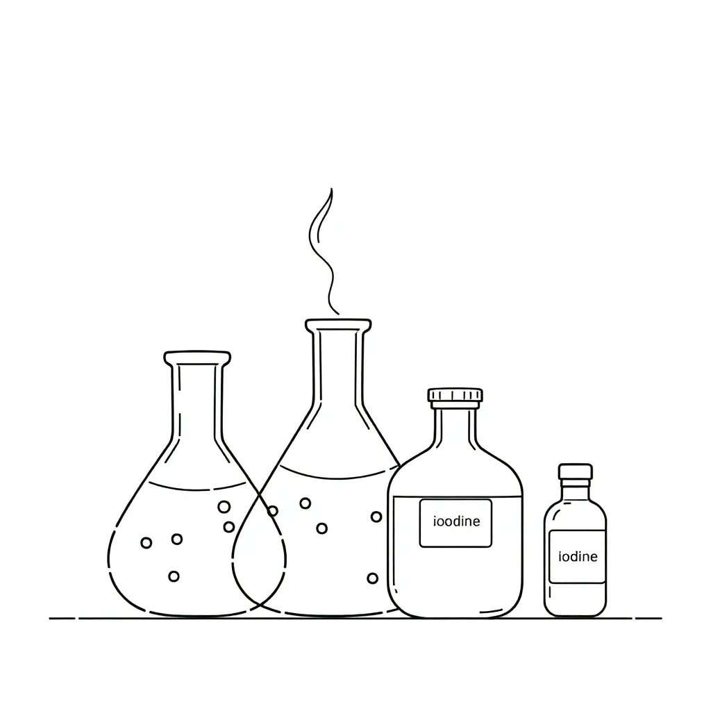 Chemical structure showing iodine addition to double bonds