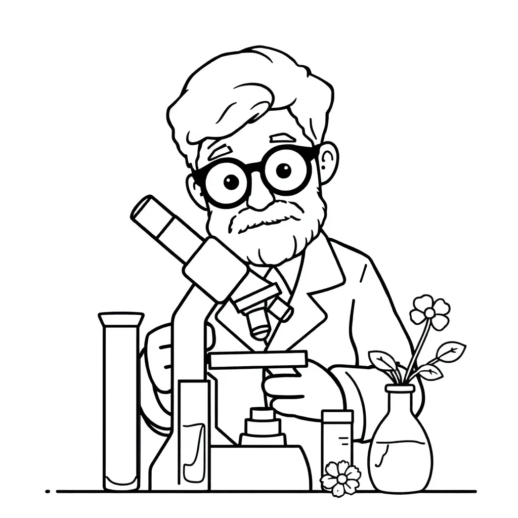 Scientist with magnifying glass investigating nature