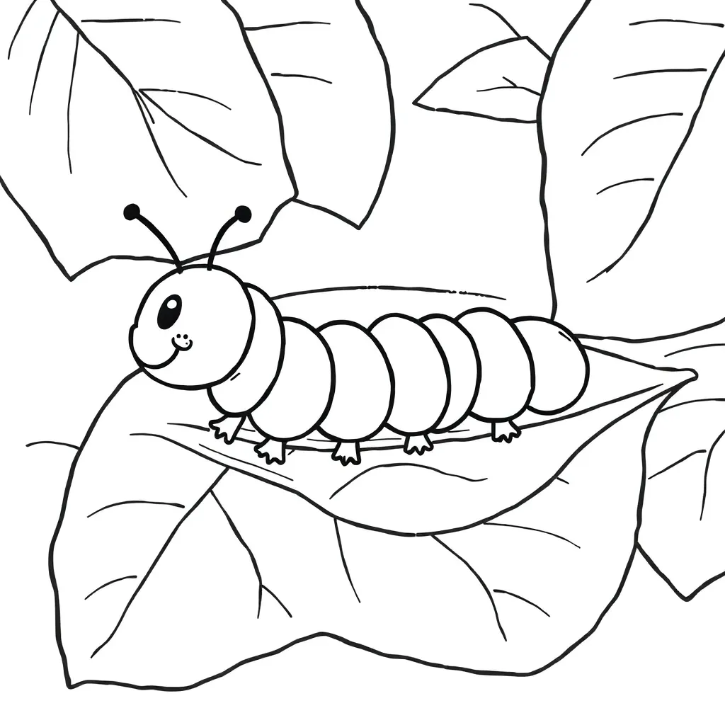 Happy caterpillar on a leaf