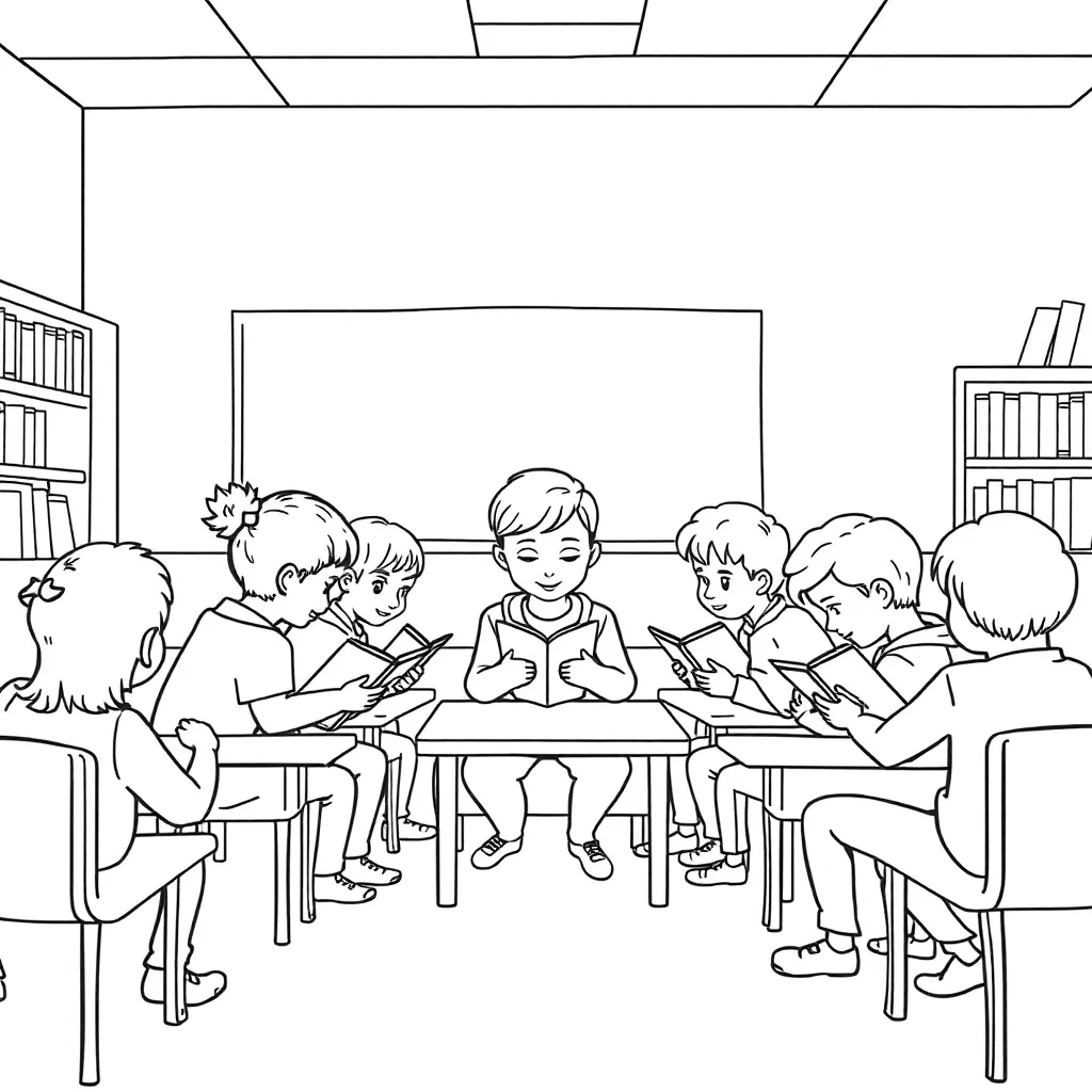 Students reading books