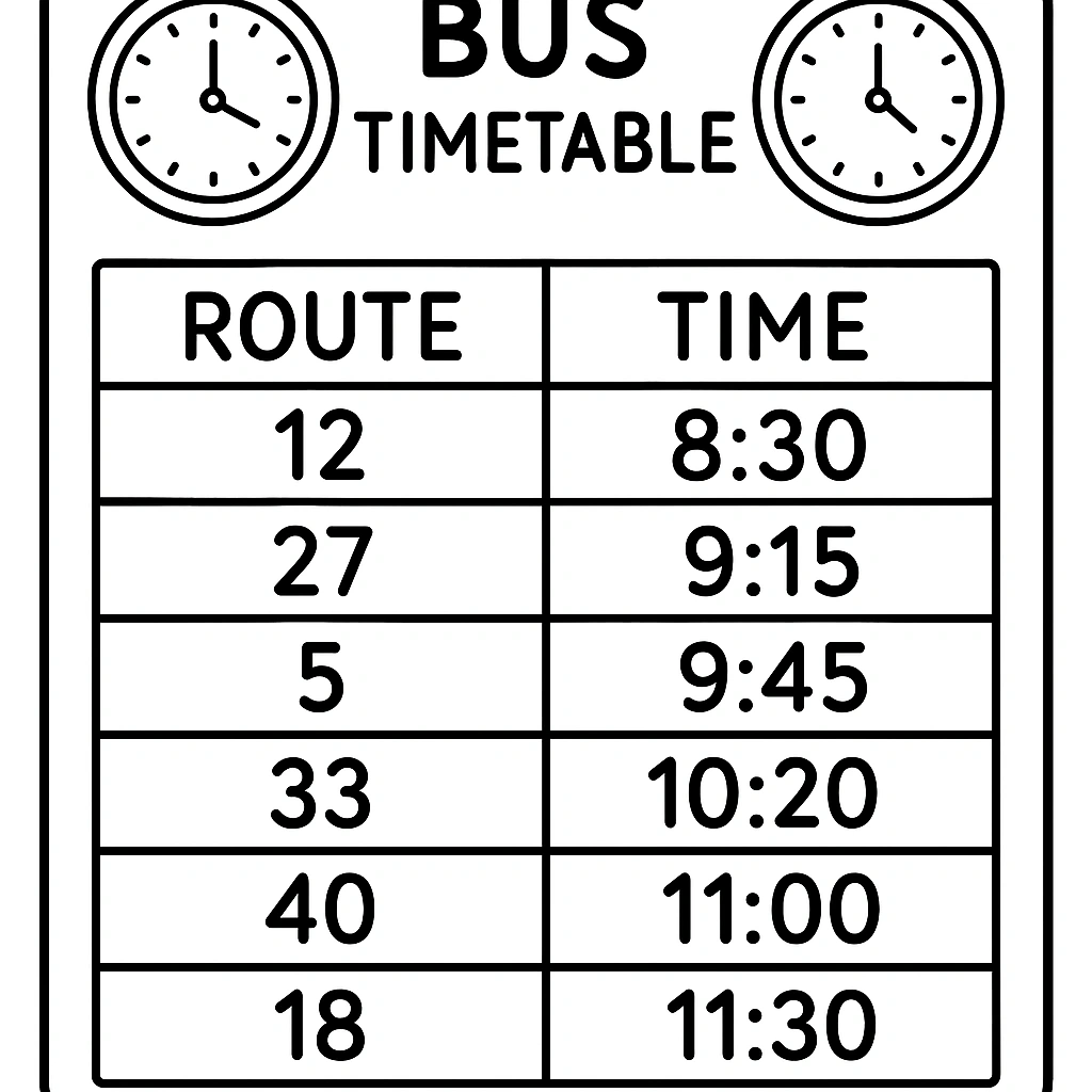 Clock and timetable illustration