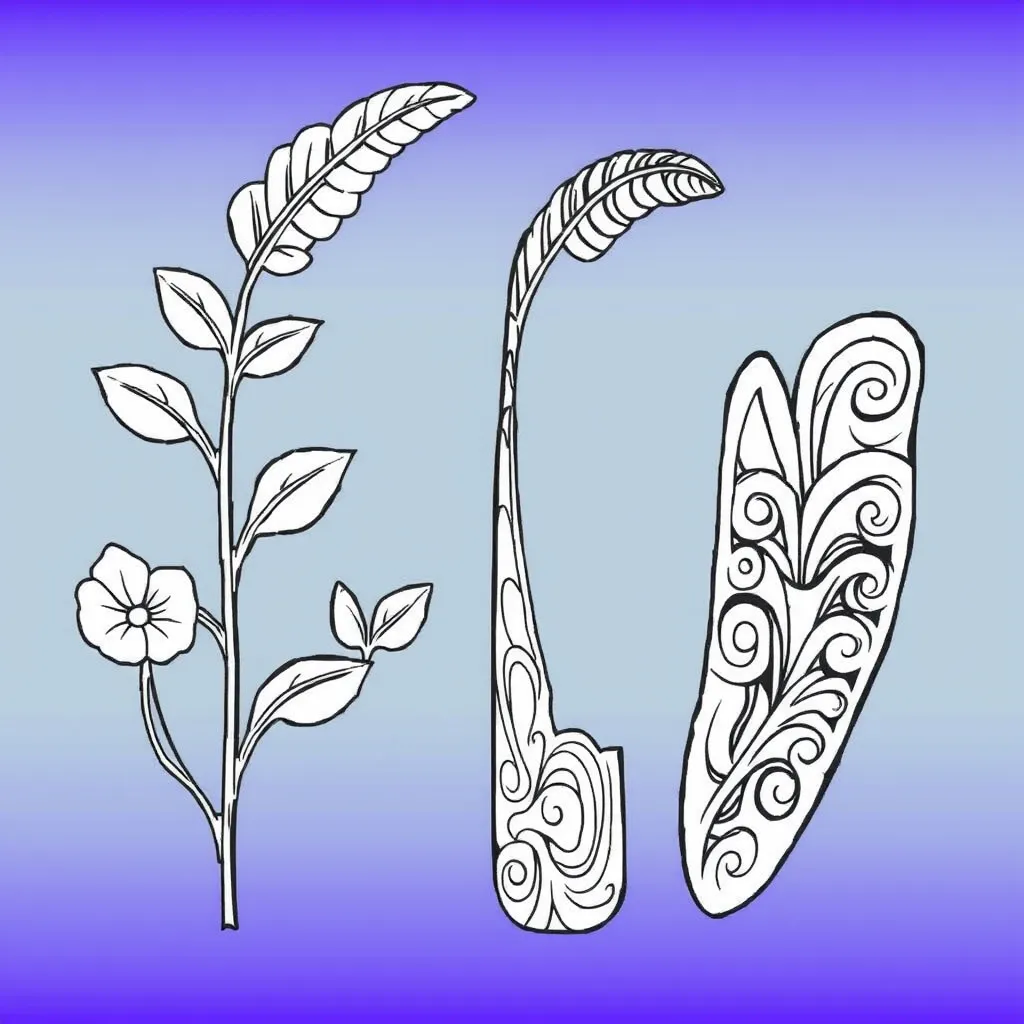 Traditional Māori plants and rongoa illustration