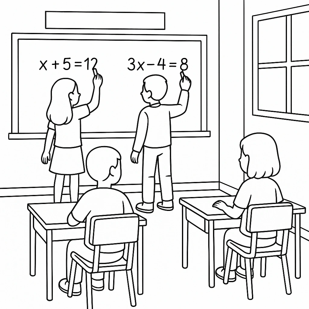 Algebra symbols and equations illustration