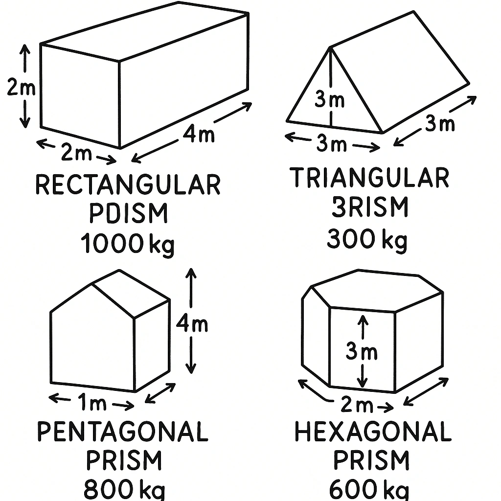 3D prisms and their nets illustration