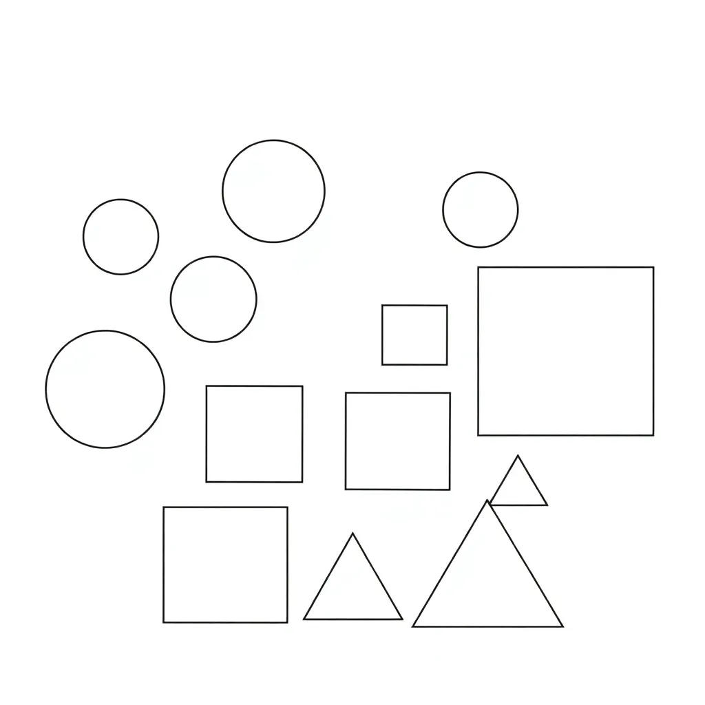 Various 2D shapes including triangles, squares, circles and hexagons