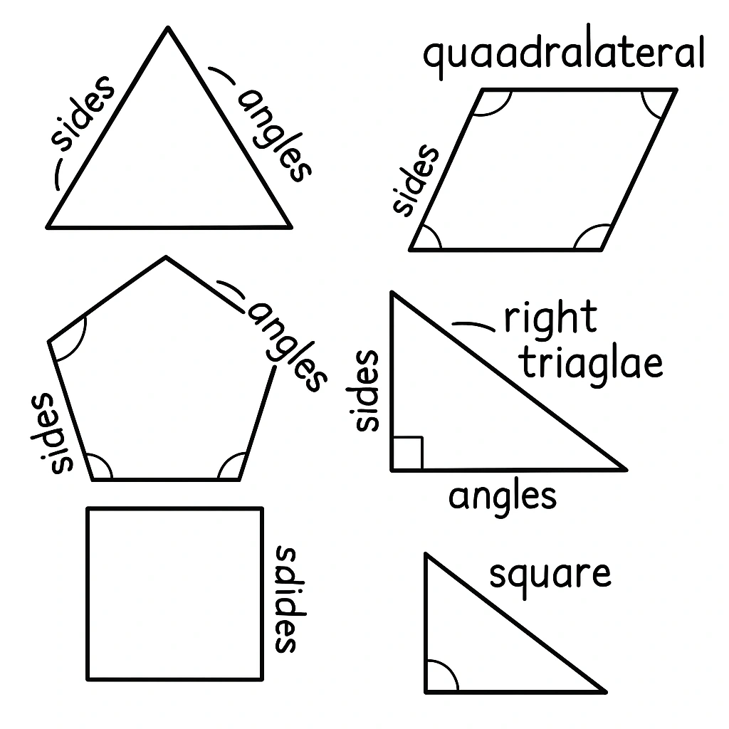 Various polygon shapes including triangles, squares, pentagons and hexagons
