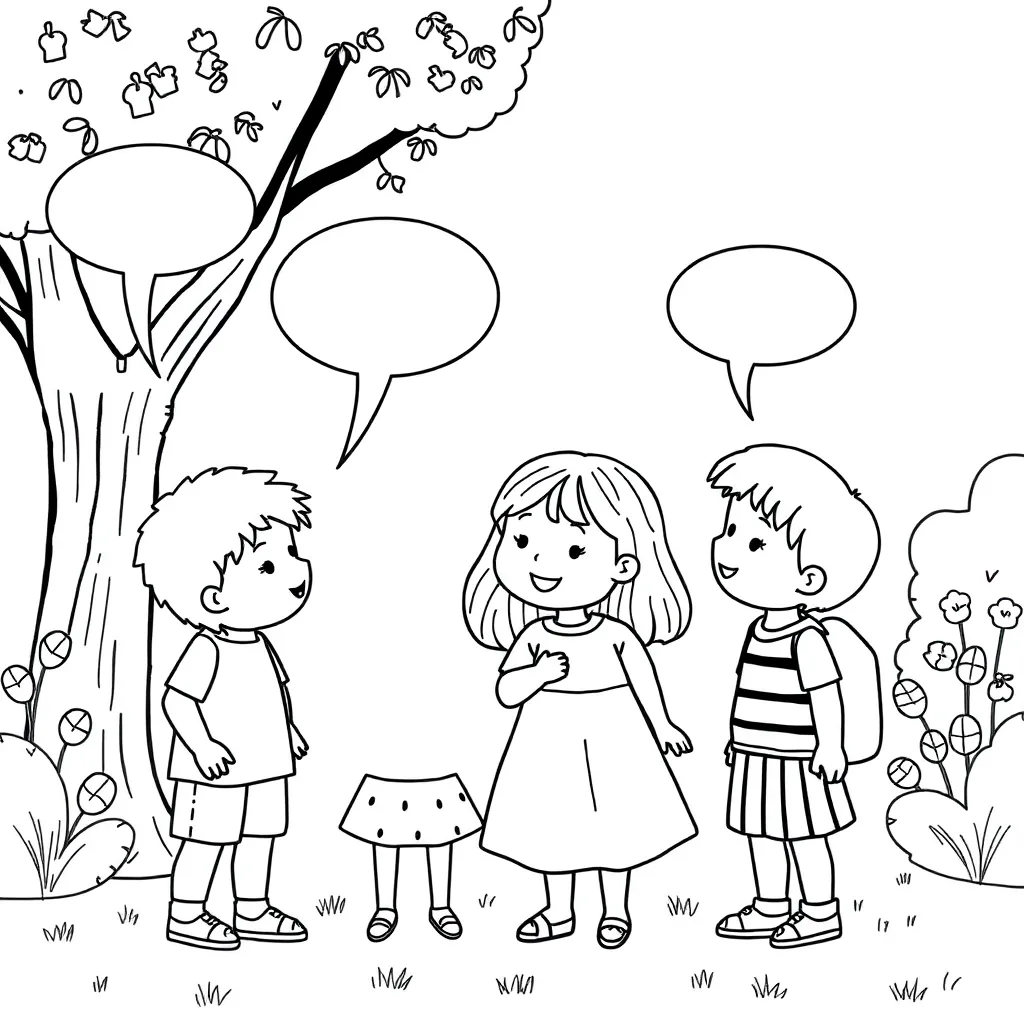 Two people having a conversation with speech bubbles