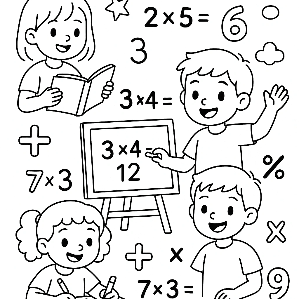 Times tables and multiplication illustration