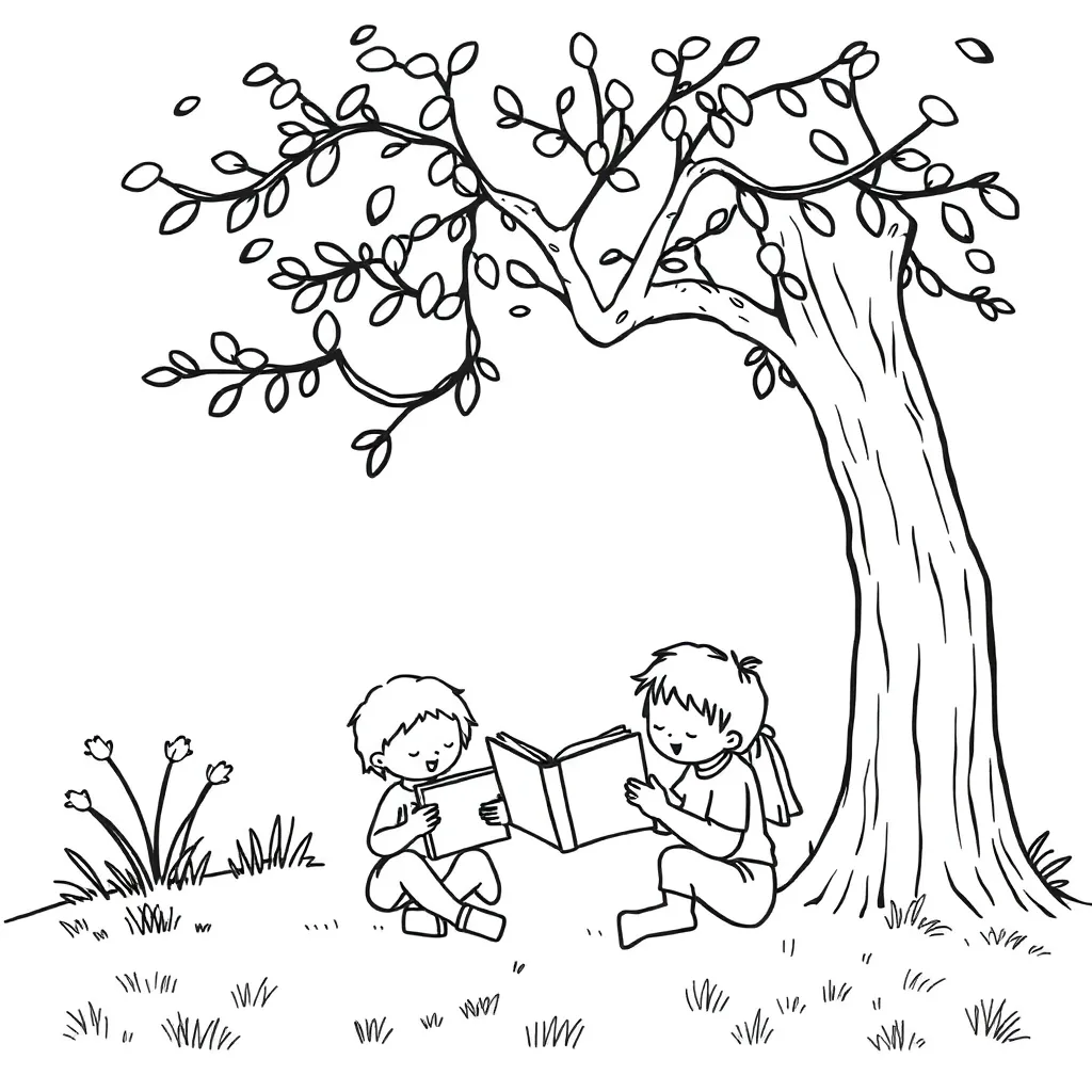 Child reading with phonics sounds around them