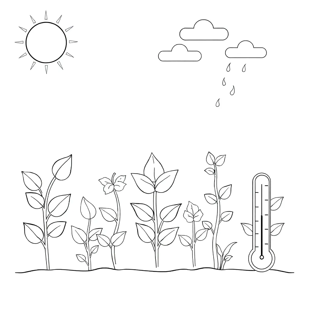 Plants growing in different conditions