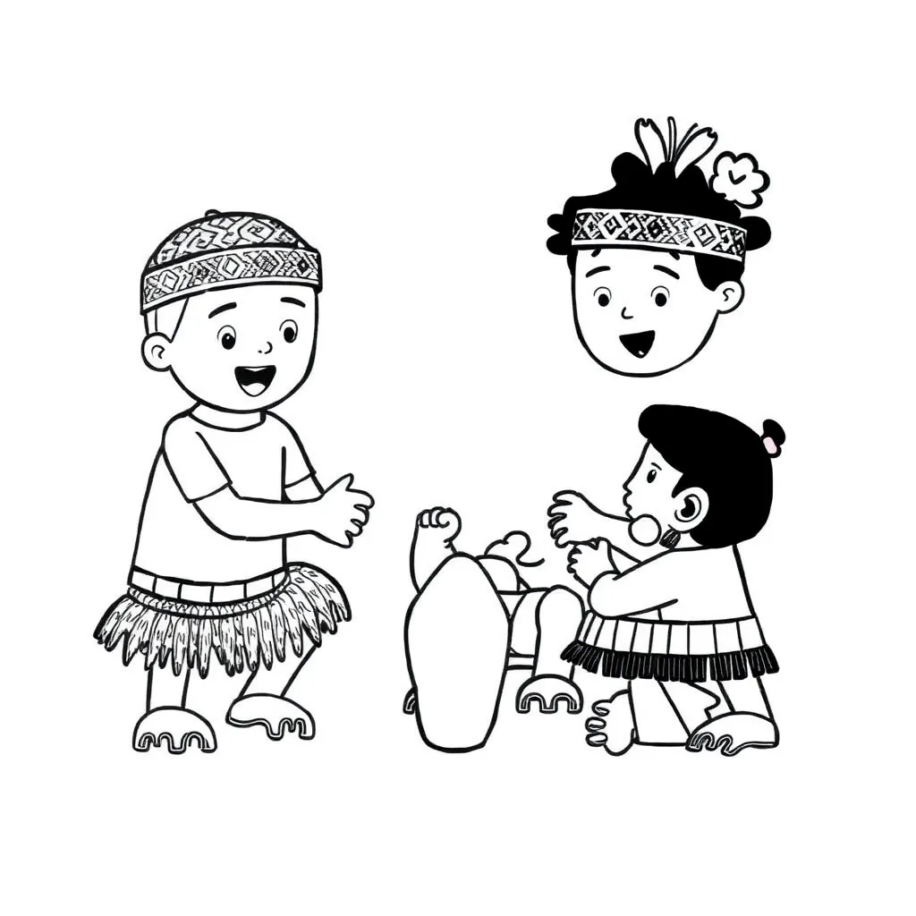 Traditional Māori games illustration