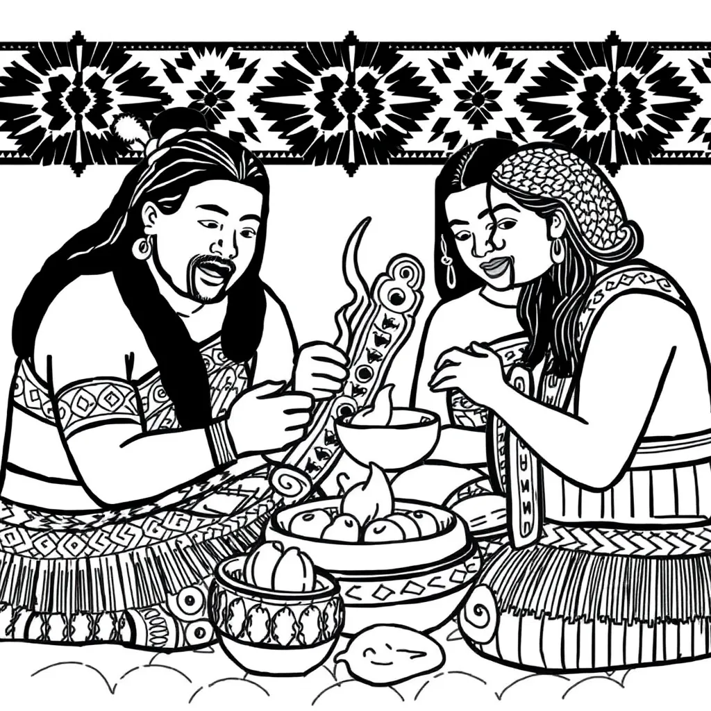 Manaakitanga illustration showing people caring for each other