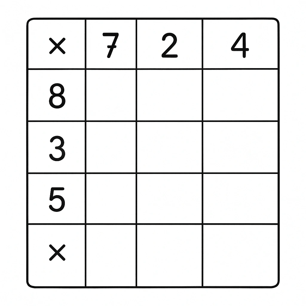 Grid method multiplication illustration