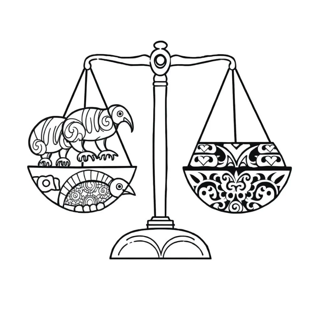 Balance scale with weights