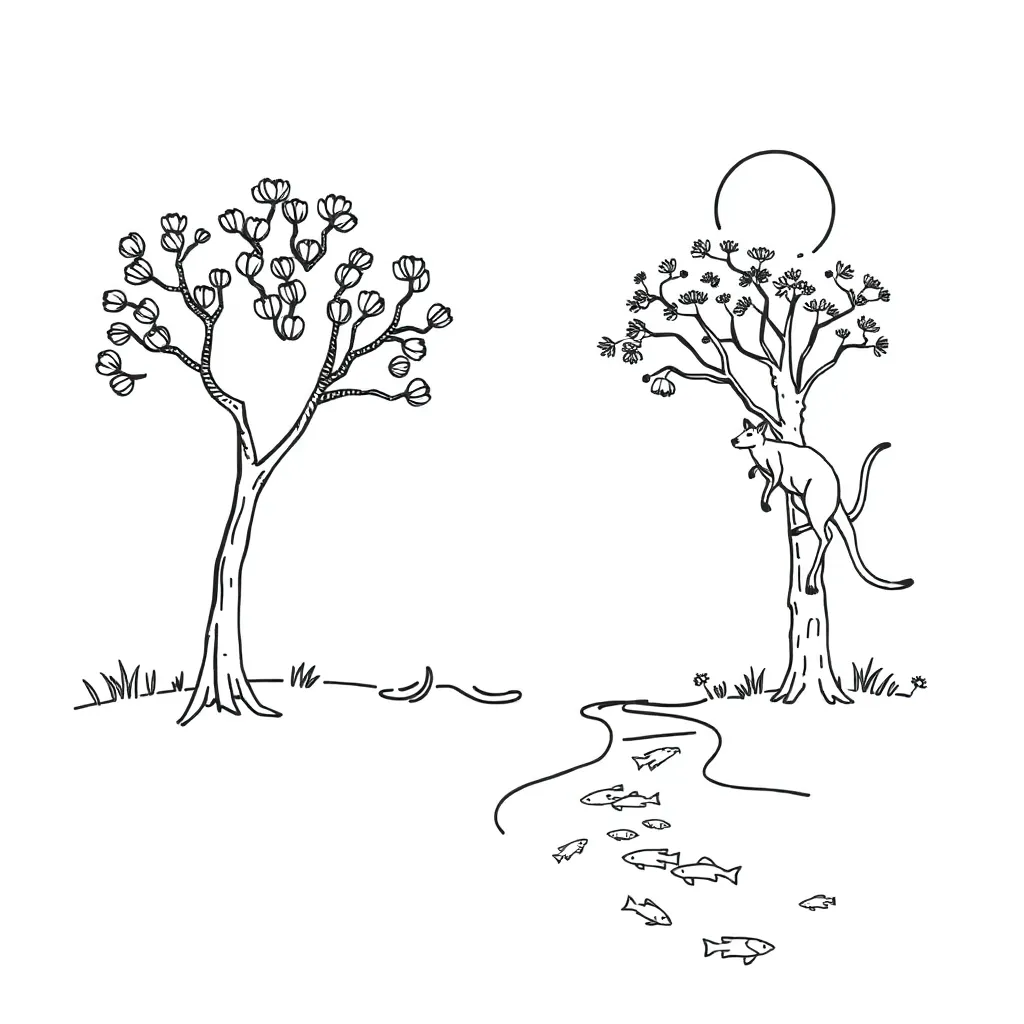Sugar plantation environmental impact illustration