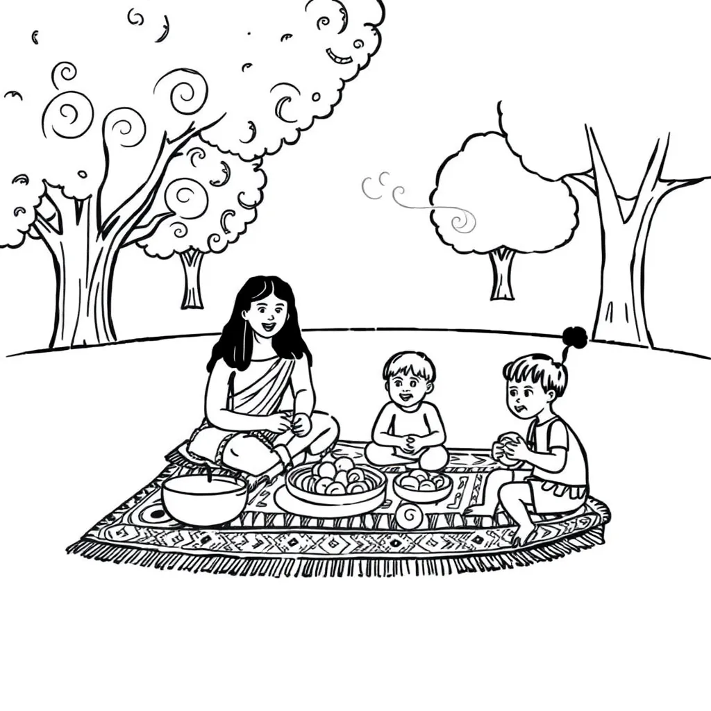 Māori family illustration