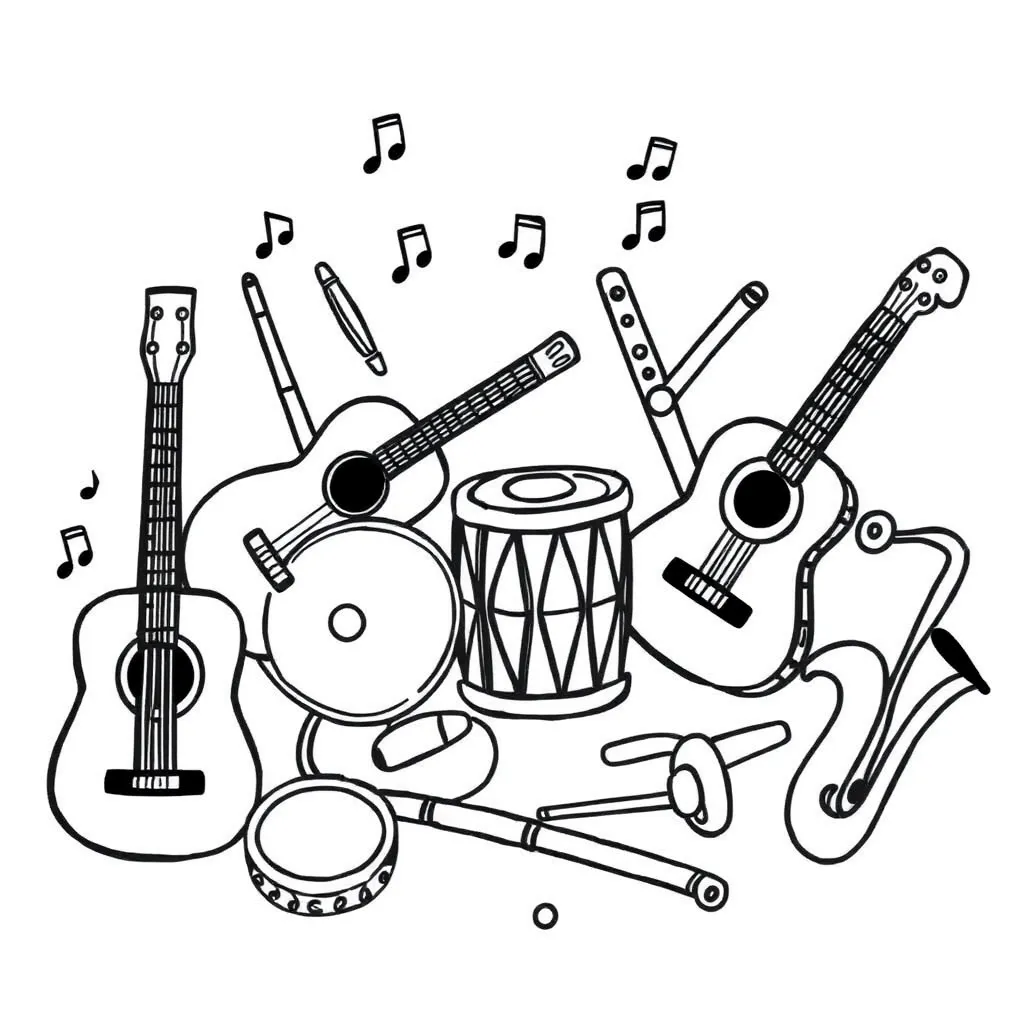 Musical notes and instruments illustration