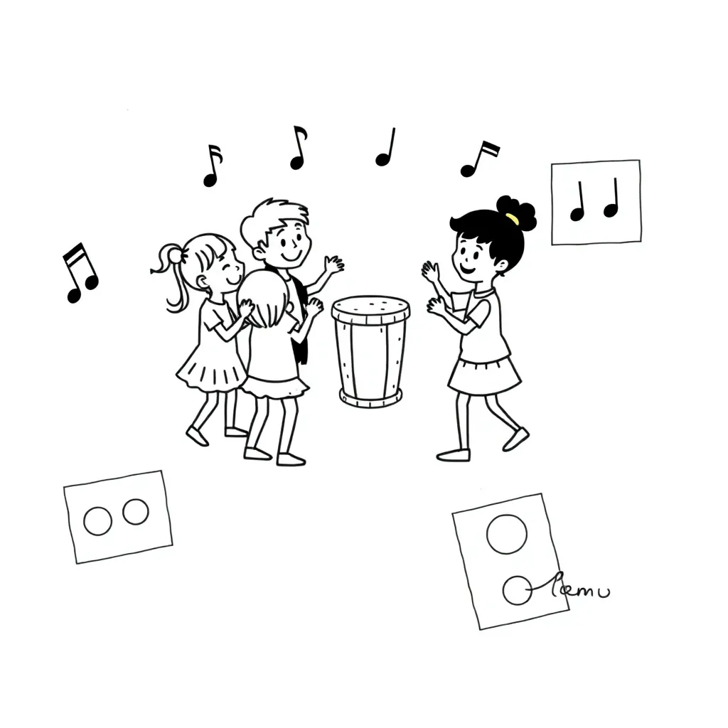 Children dancing and clapping to music