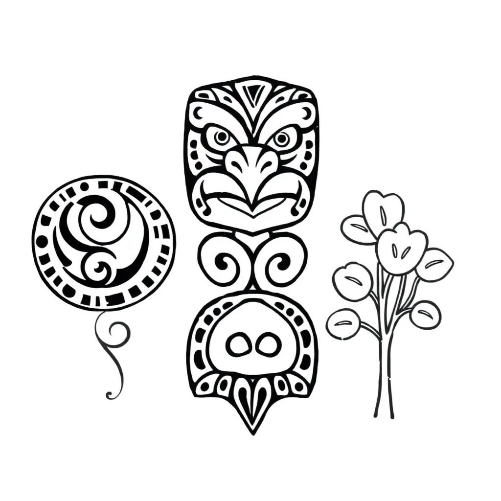 Māori cultural symbols and whakataukī illustration