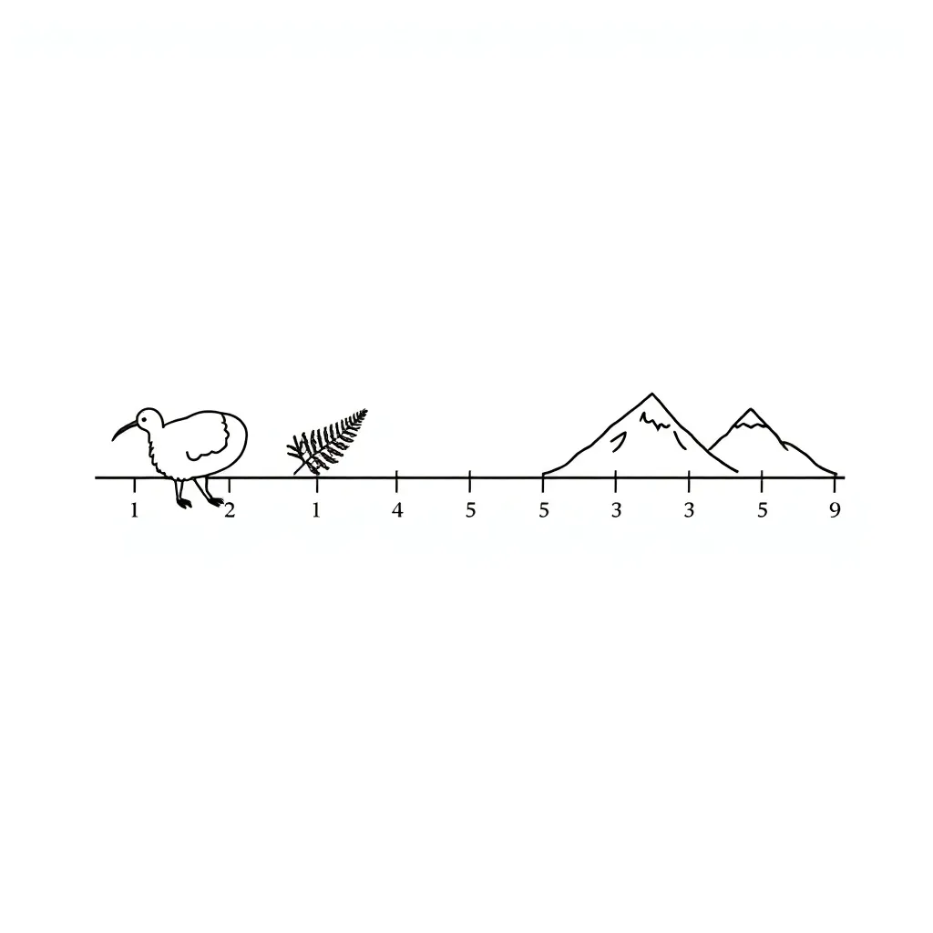 Number line with fractions illustration