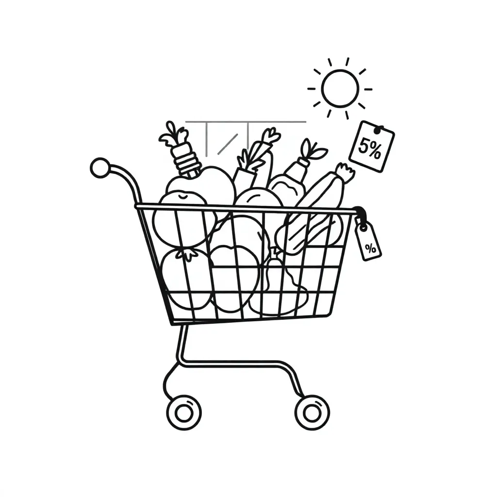 Percentage symbols and shopping discount illustration